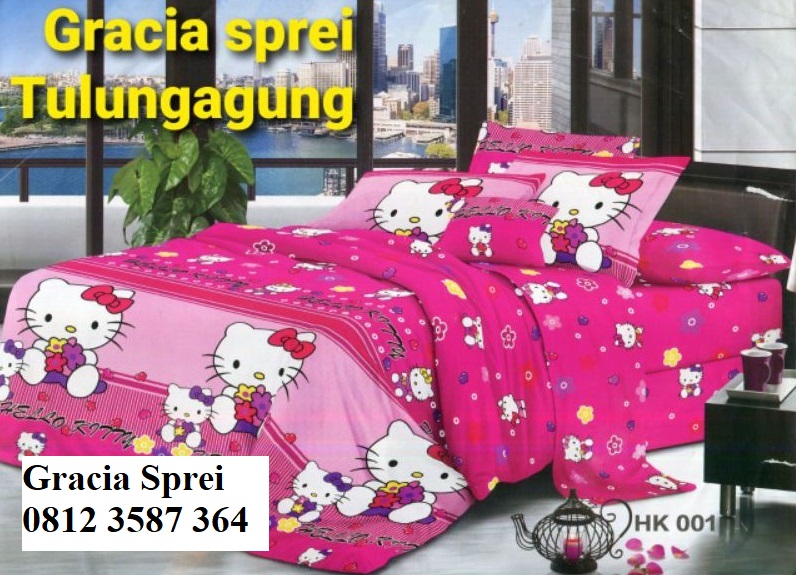 <p>Sprei Disperse Hello Kitty Pink motif sprei ana